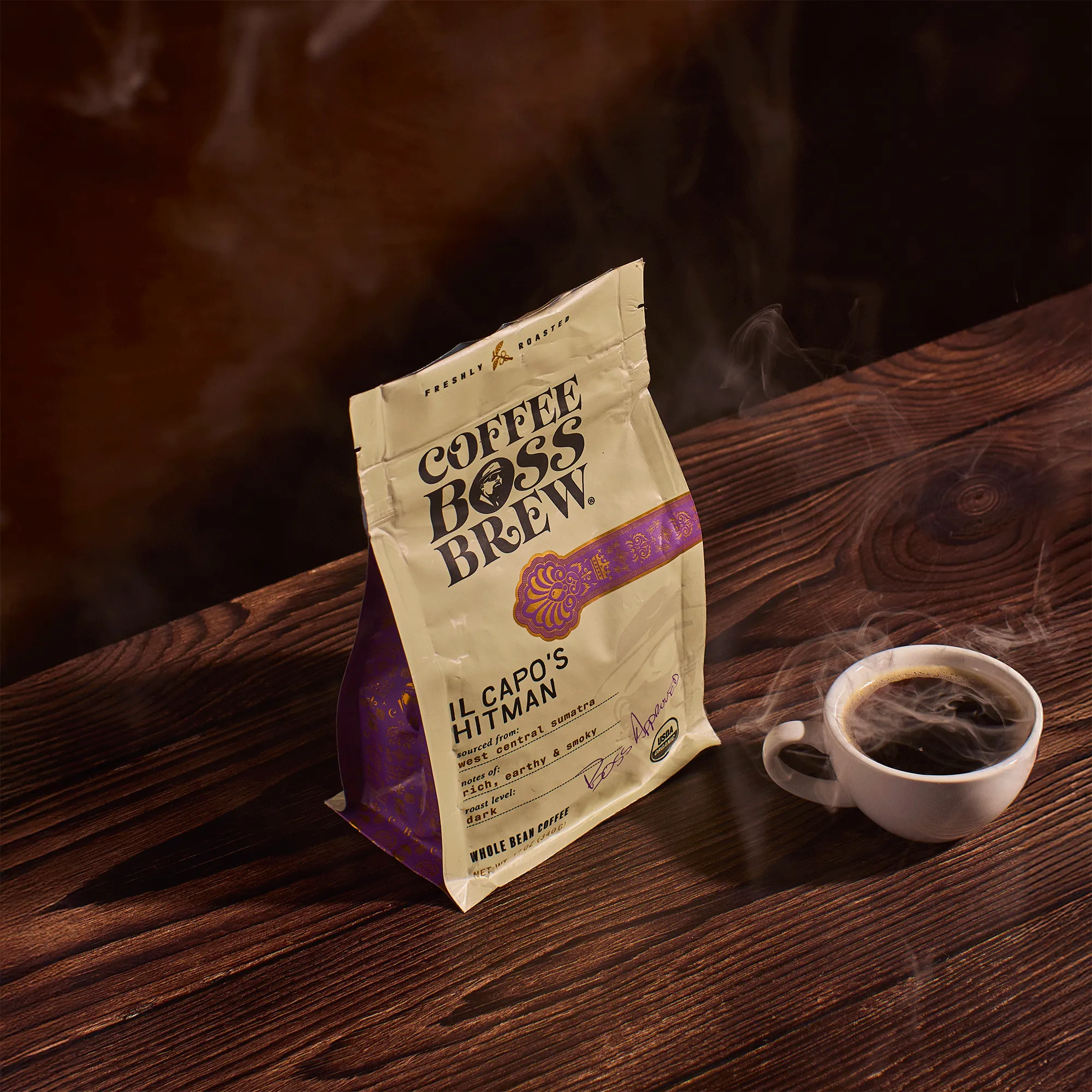 Coffee Boss Brew dark roast whole beans — ideal for cold brew